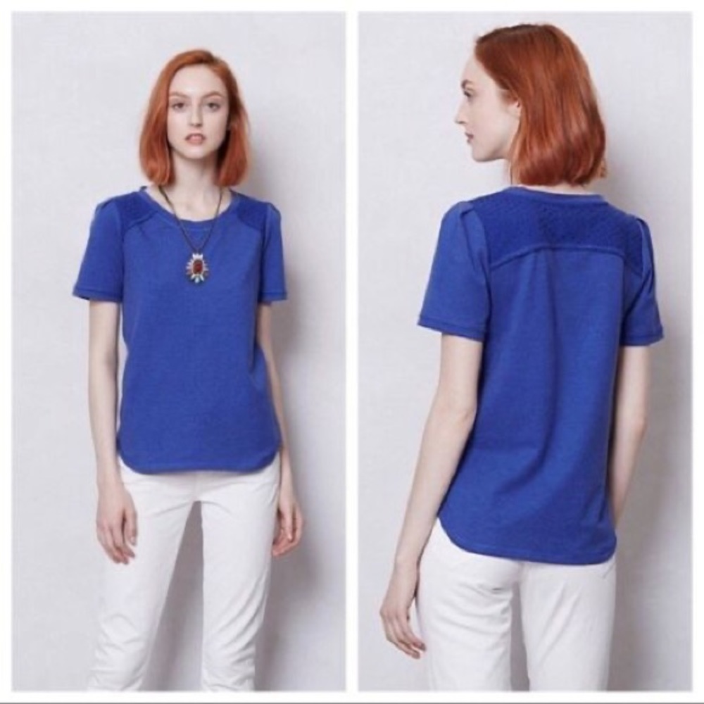 Saturday Sunday by Anthropologie Torrey Top Eyelet Stretch Terry Shirt